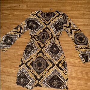 Boohoo Baroque Chain Print Mini Wrap Dress size 2